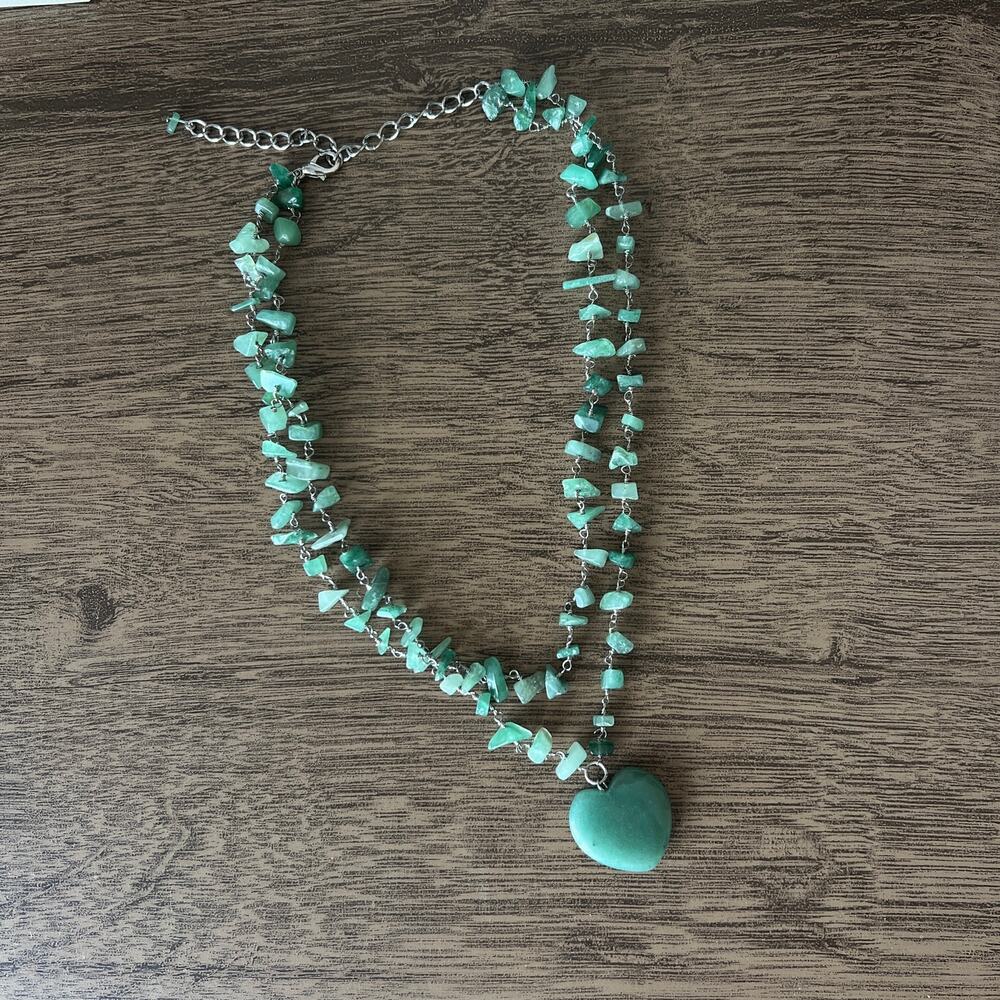 Jade Chip/Jade Heart Vintage Necklace